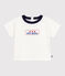Camiseta de algodón de manga larga con estampado de logo vintage para bebé blanco MARSHMALLOW