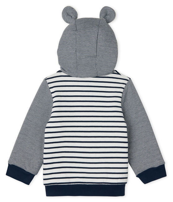Sudadera con capucha de rayas marineras y forro de sherpa para bebé niño blanco MARSHMALLOW/azul SMOKING CN