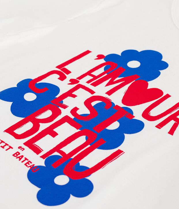 Camiseta de algod&oacute;n de manga corta para mujer blanco