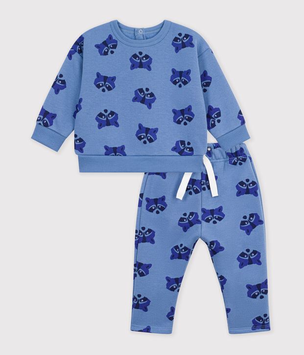 Conjunto de sudadera y pantal&oacute;n para beb&eacute; de algod&oacute;n con estampado de animal azul/multicolor