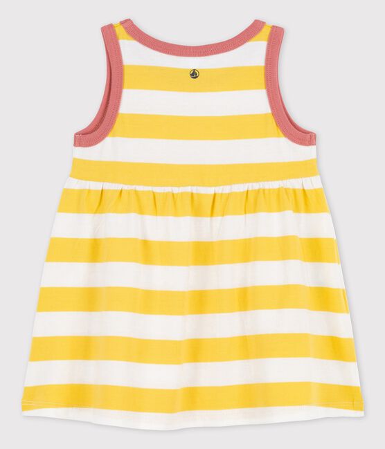Vestido sin mangas a rayas de jersey de bebé amarillo ORGE/blanco MARSHMALLOW