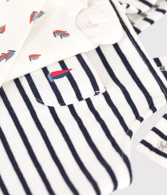 Conjunto de peto y body de algodón para bebé blanco MARSHMALLOW/azul SMOKING
