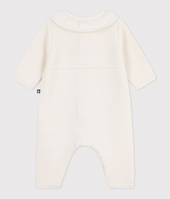 Pelele con cuello tricotado y bordado "P'tit Cœur para bebé blanco MARSHMALLOW