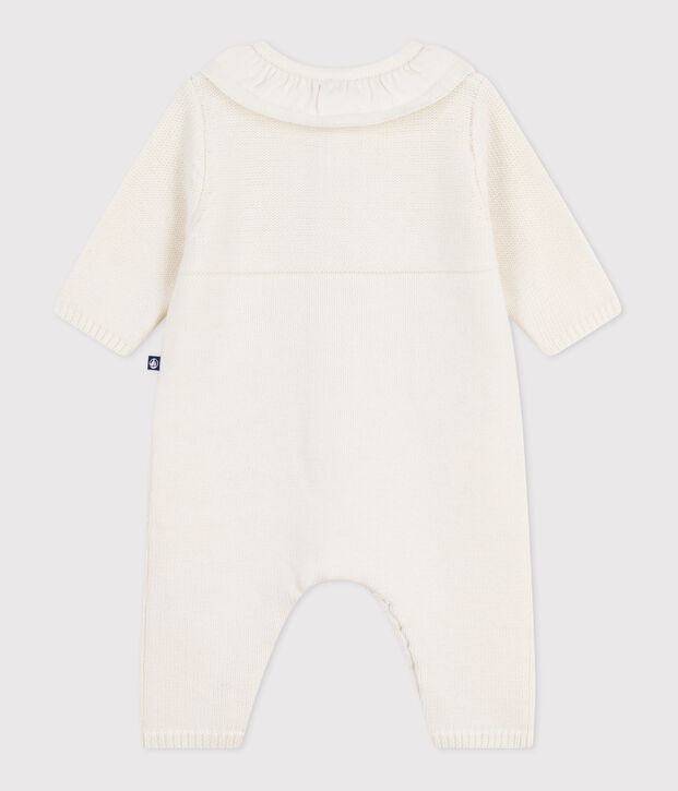 Pelele con cuello tricotado y bordado P'tit C&oelig;ur para beb&eacute; blanco