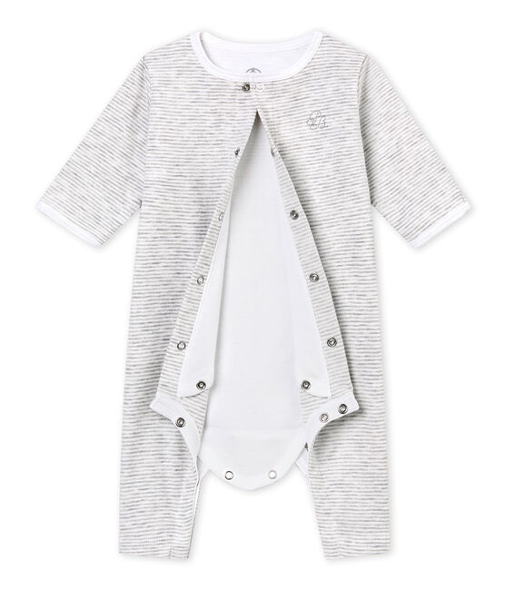 El Bodi pijama bebé mixto gris BELUGA/blanco ECUME