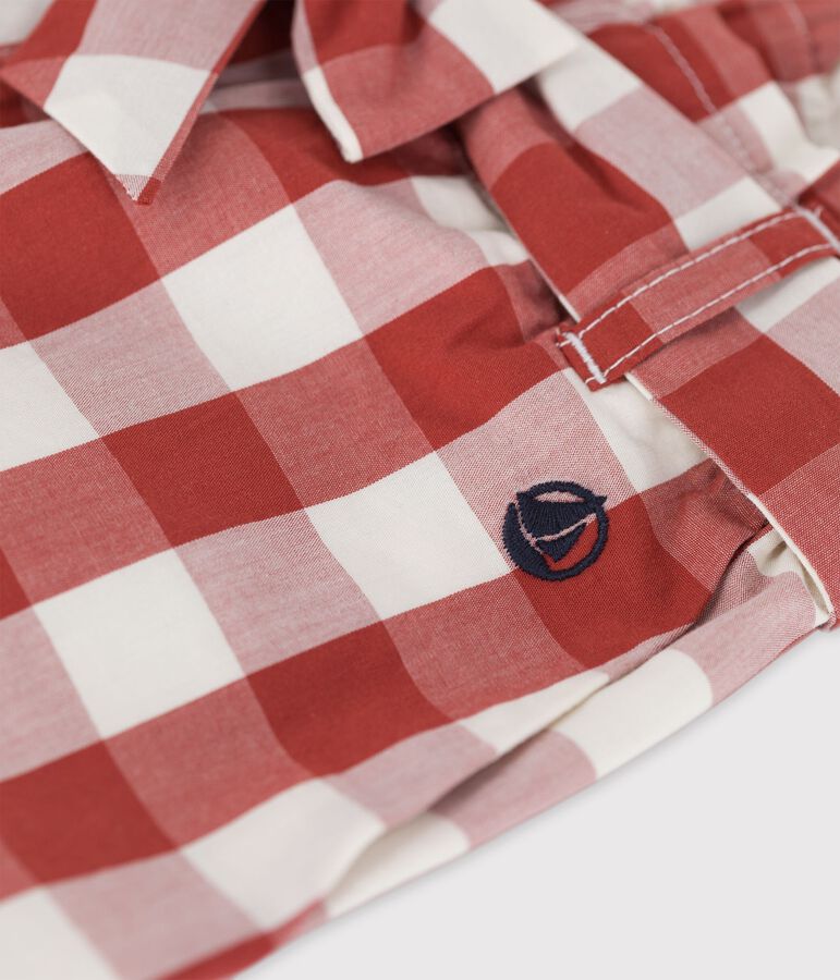 Shorts vichy de popelina para ni&ntilde;a marron/crudo