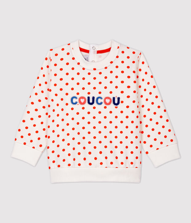 Sudadera de mulet&oacute;n de beb&eacute;. blanco/naranja