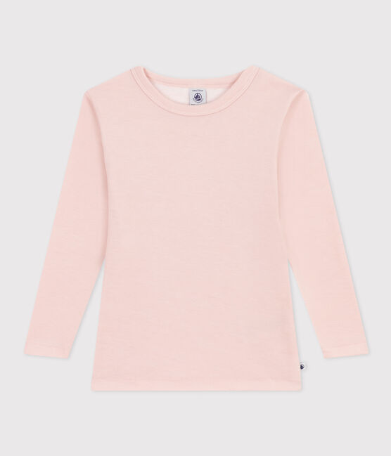 Camiseta de lana y algodón de manga larga para niño/niña rosa SALINE