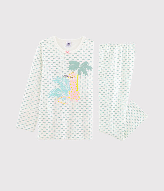 Pijama de tela túbica para niña blanco MARSHMALLOW/blanco MULTICO