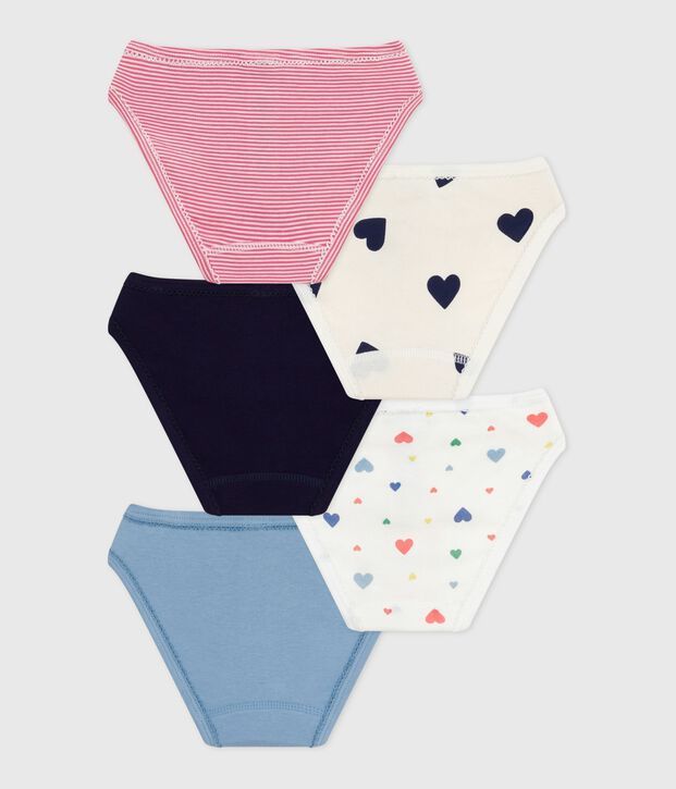 Juego de braguitas infantiles de algod&oacute;n con estampado de corazones multicolor