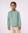 Blusa infantil de algod&oacute;n de manga larga con cuello y estampado verde/blanco