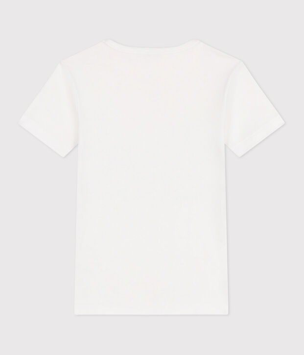 Camiseta infantil de manga corta de algod&oacute;n blanco/multicolor