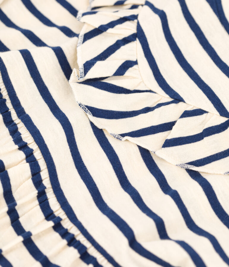 Vestido a rayas de manga corta de algod&oacute;n de ni&ntilde;a blanco AVALANCHE/ MEDIEVAL