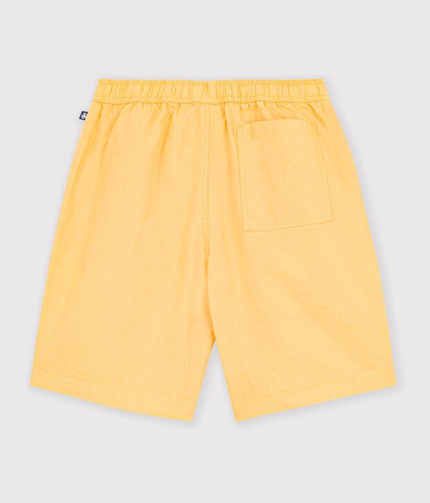 Bermudas cortas infantiles de algod&oacute;n liso amarillo