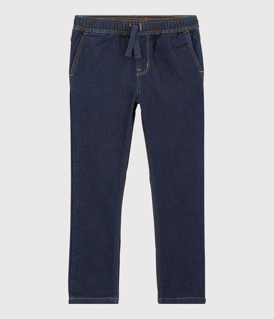 Pantalón de corte normal de tejido vaquero oscuro de niño azul DENIM BLEU FONCE