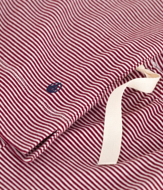 Pijama de manga corta y pernera ancha de algodón a rayas para mujer rojo AMARANTE/ MARSHMALLOW