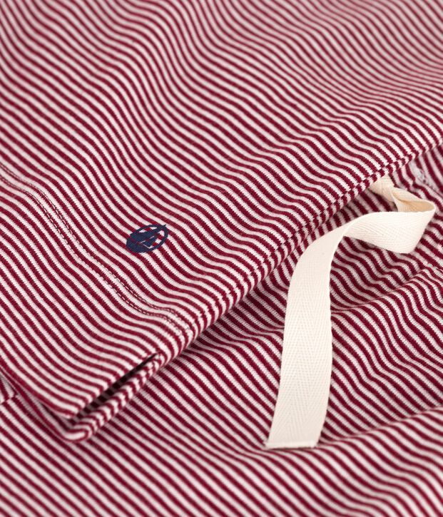 Pijama de manga corta y pernera ancha de algod&oacute;n a rayas para mujer rojo/blanco