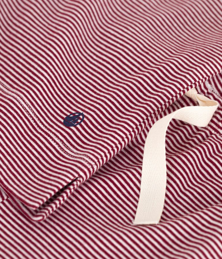 Pijama de manga corta y pernera ancha de algod&oacute;n a rayas para mujer rojo/blanco