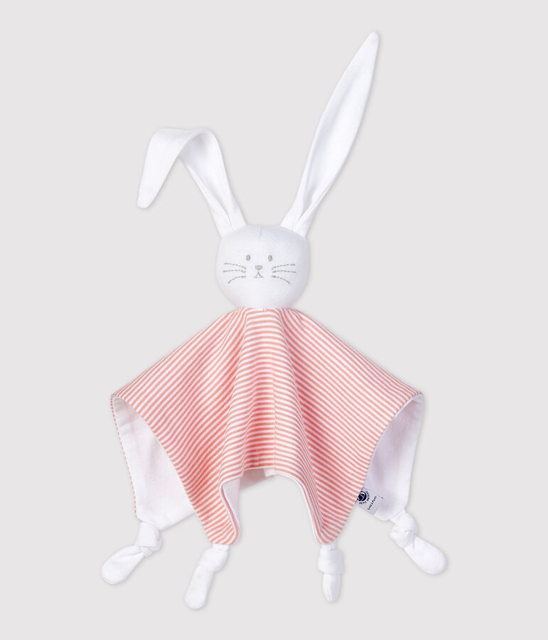 Peluche de punto, el emblem&aacute;tico tejido de Petit Bateau. rosa/blanco