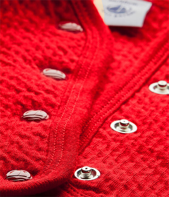 Cárdigan bebé niña liso rojo TERKUIT
