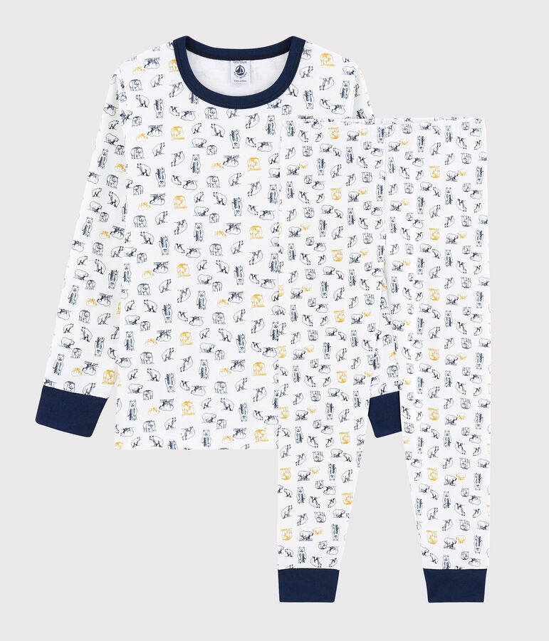 Pijama de punto con oso polar para ni&ntilde;o blanco/multicolor