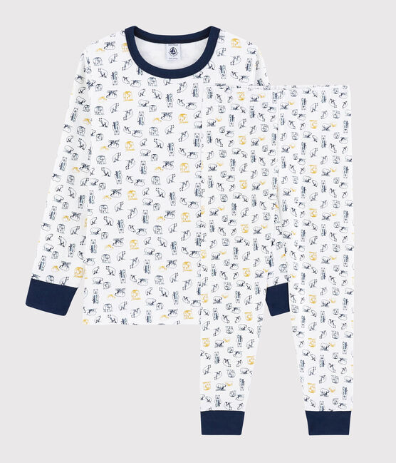 Pijama de punto con oso polar para niño blanco MARSHMALLOW/blanco MULTICO