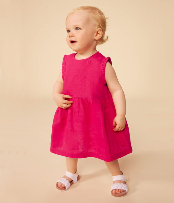 Vestido sin mangas de lino para bebé rosa DELHI
