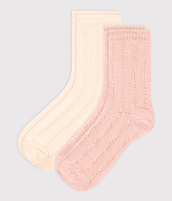 Juego de 2 pares de calcetines con puntada fantasía de niña variante 2