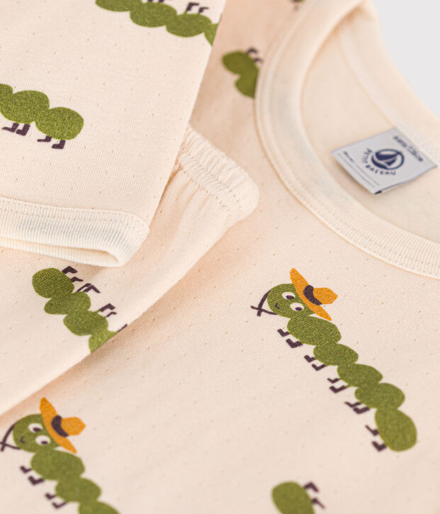 Pijama infantil de algod&oacute;n con estampado animal crudo/multicolor