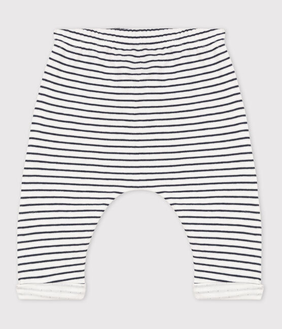Pantalón de rayas marineras de bebé de túbico de algodón blanco MARSHMALLOW/azul SMOKING