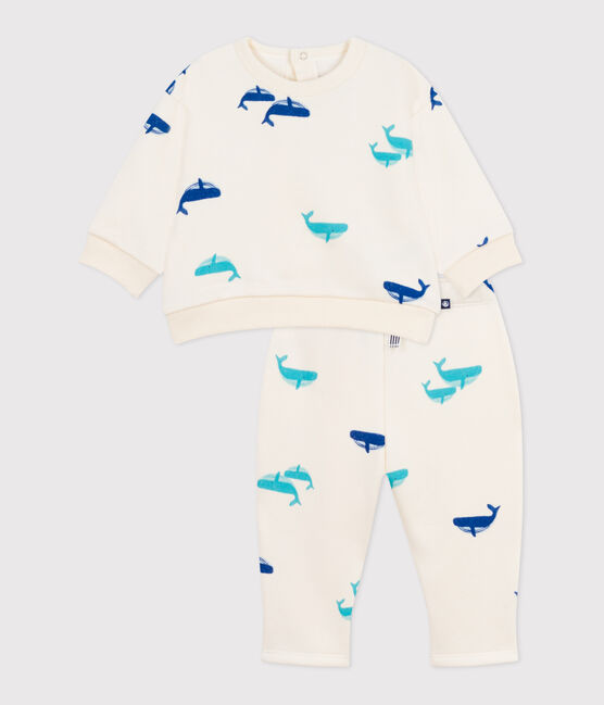 Conjunto de sudadera y pantalón para bebé de algodón con estampado de ballena MILK/ MULTICO