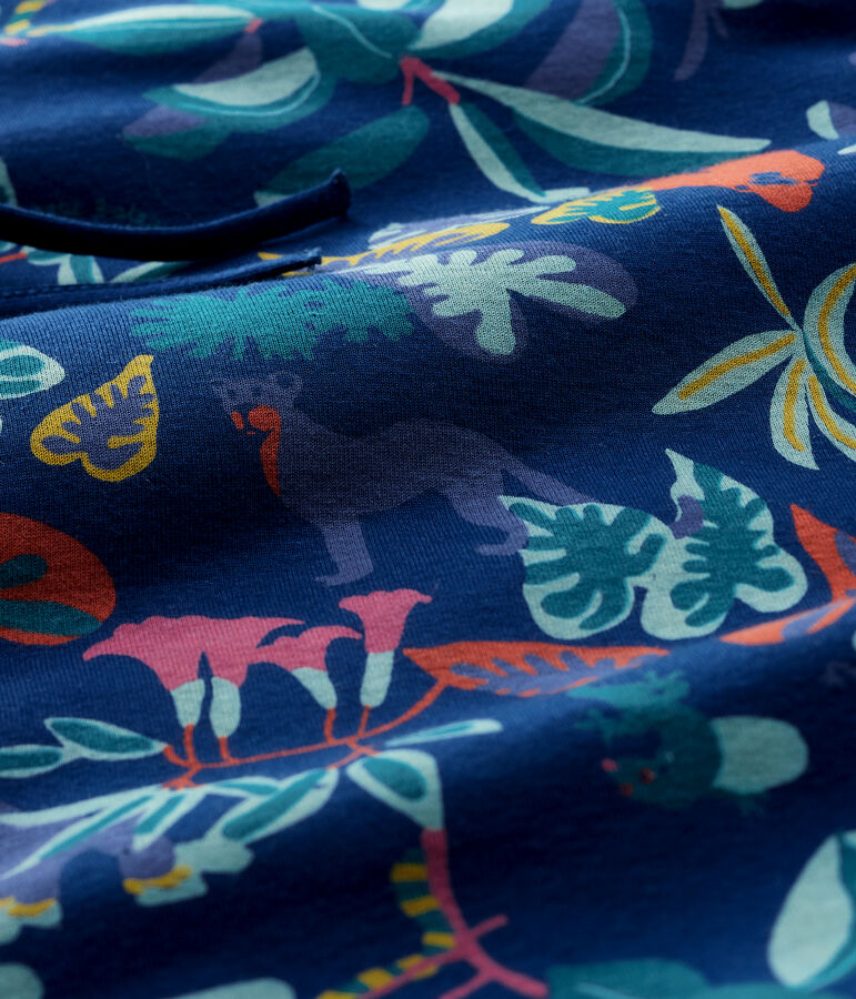 Protector para cuna de punto acanalado con estampado de jungla para beb&eacute; azul/multicolor