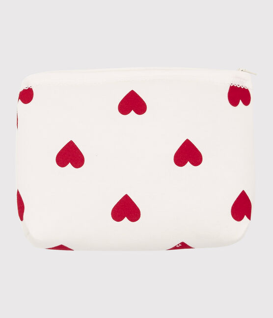 Estuche de algodón orgánico con corazones rojos para Bebé blanco MARSHMALLOW/rojo TERKUIT
