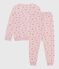 Pijama infantil de terciopelo con estampado de flores rosa JOLI/blanco MULTICO