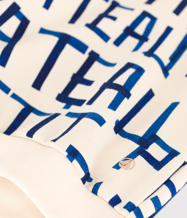 Sudadera estampada de mulet&oacute;n de ni&ntilde;a/ni&ntilde;o crudo/azul