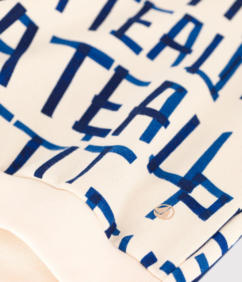 Sudadera estampada de mulet&oacute;n de ni&ntilde;a/ni&ntilde;o crudo/azul