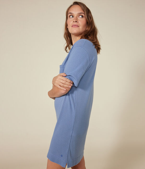 Camisón de algodón calado para mujer azul BEACH