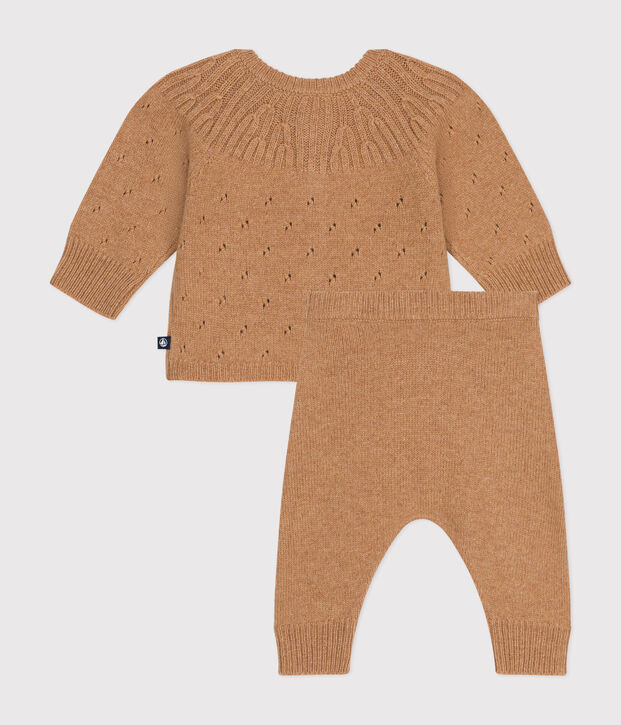 Conjunto tricotado de 2 piezas para beb&eacute; marron