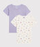 Juego de 2 camisetas de manga corta con estampado de pájaro de niña pequeña variante 1