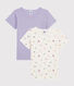 Juego de 2 camisetas de manga corta con estampado de pájaro de niña pequeña