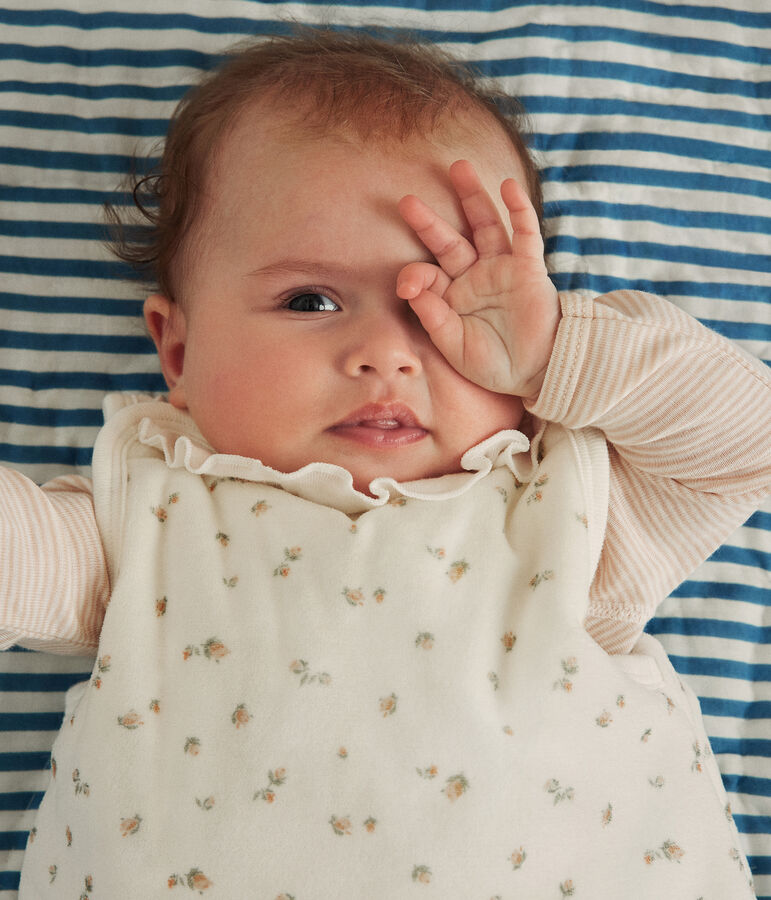 Saco de flores de terciopelo para beb&eacute; TOG 3 blanco MARSHMALLOW/blanco MULTICO