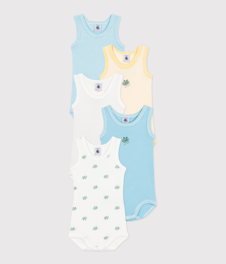 Juego de 5 bodis de algod&oacute;n sin mangas con estampado para beb&eacute; multicolor