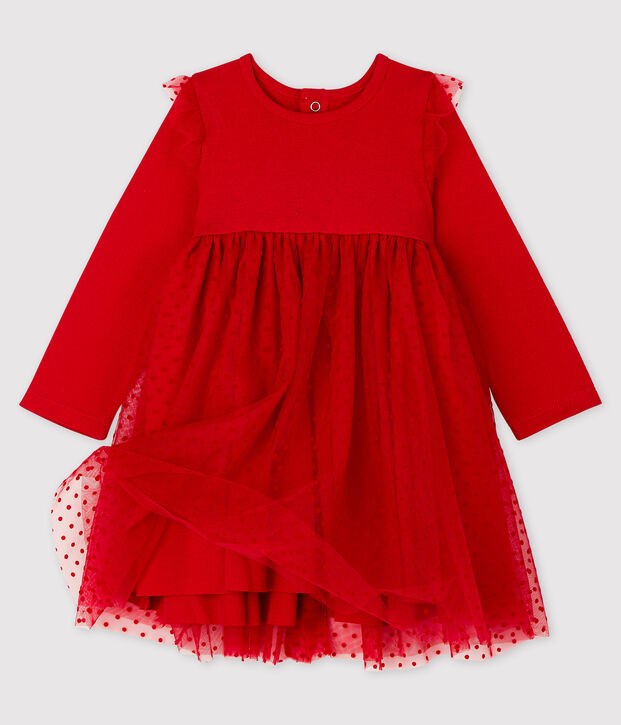 Vestido de manga larga para beb&eacute; ni&ntilde;a rojo
