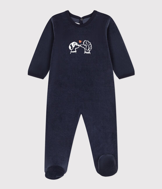 Pijama de terciopelo con perritos para bebé azul SMOKING