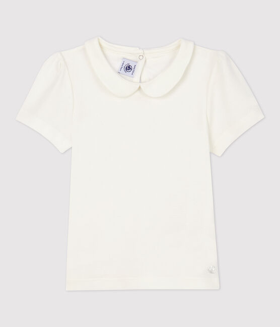 Camiseta de manga corta de algodón orgánico de niña blanco MARSHMALLOW