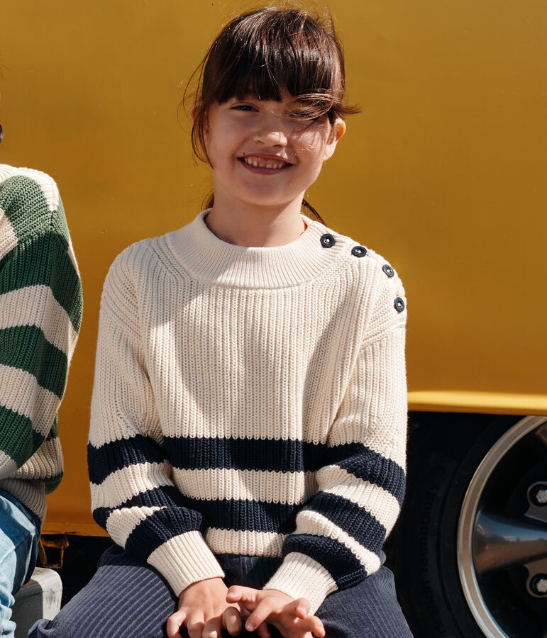 Jersey de algod&oacute;n para ni&ntilde;a crudo/azul