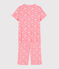Pijama corto con estampado de flores de cerezo de niña de algodón rosa GRETEL/blanco MULTICO