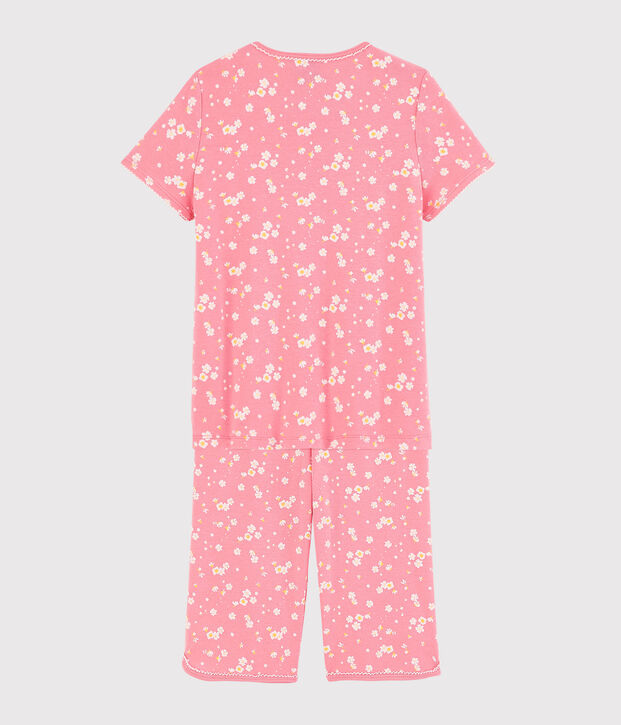 Pijama corto con estampado de flores de cerezo de ni&ntilde;a de algod&oacute;n rosa/multicolor