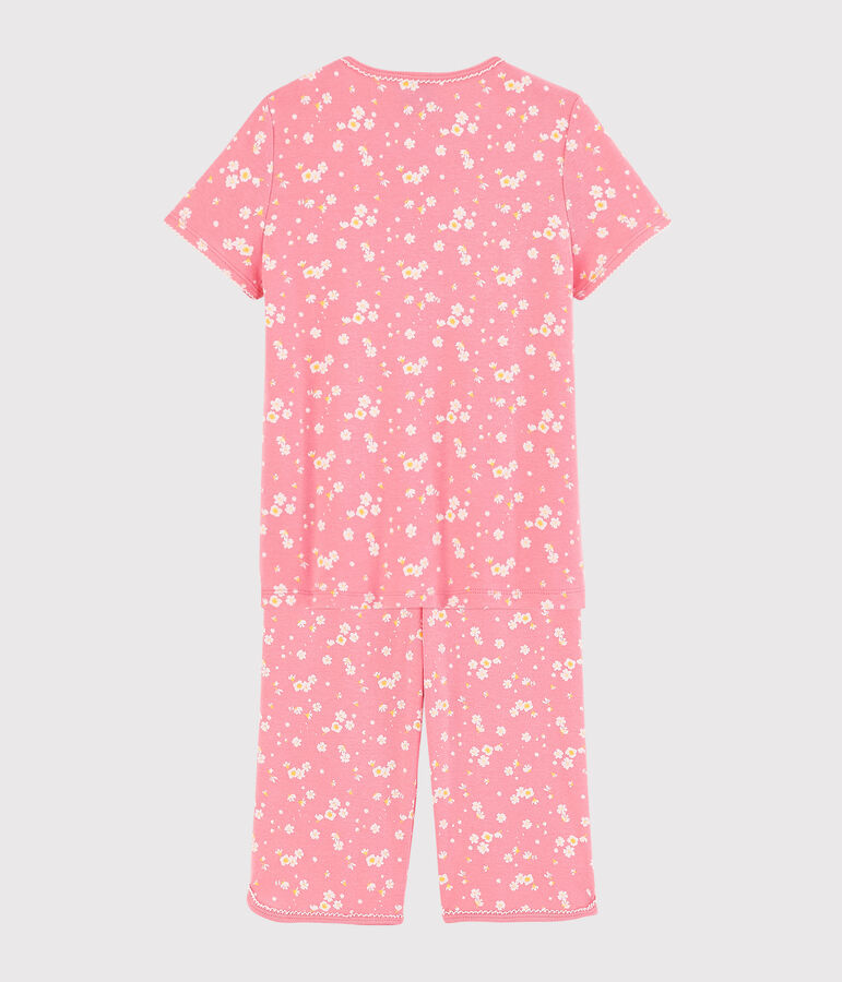 Pijama corto con estampado de flores de cerezo de ni&ntilde;a de algod&oacute;n rosa/multicolor