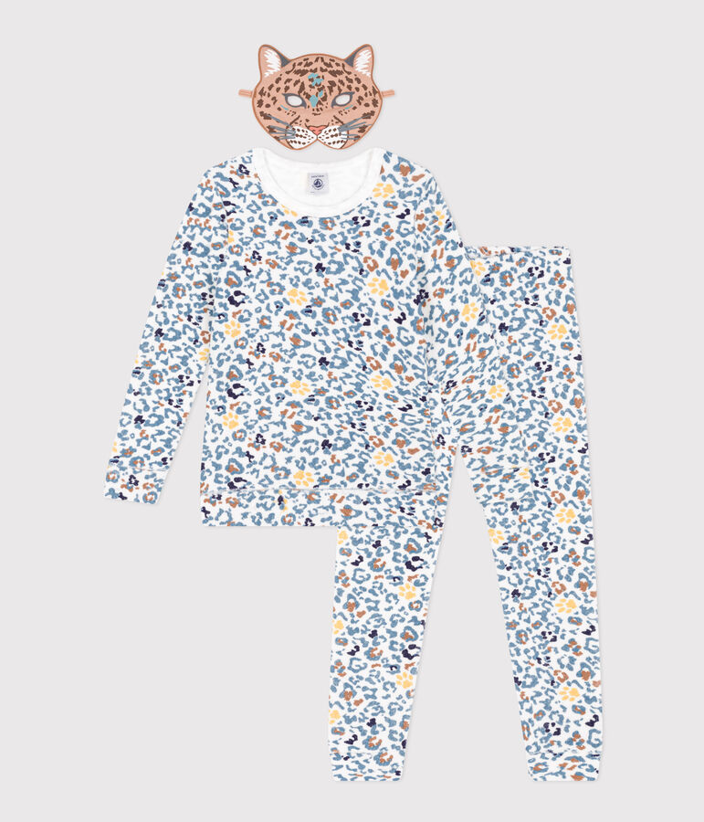 Pijama disfraz con y m&aacute;scara para ni&ntilde;o/ni&ntilde;a blanco/multicolor